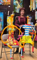 Natasha with metal sculptures by Anne Krasner